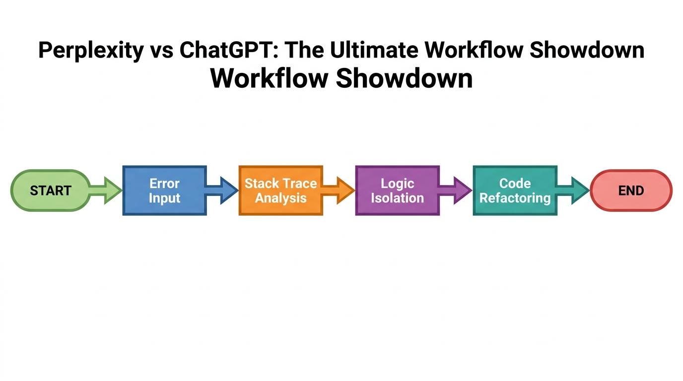4-step flowchart showing Error Input → Stack Trace Analysis → Logic Isolation → Code Refactoring