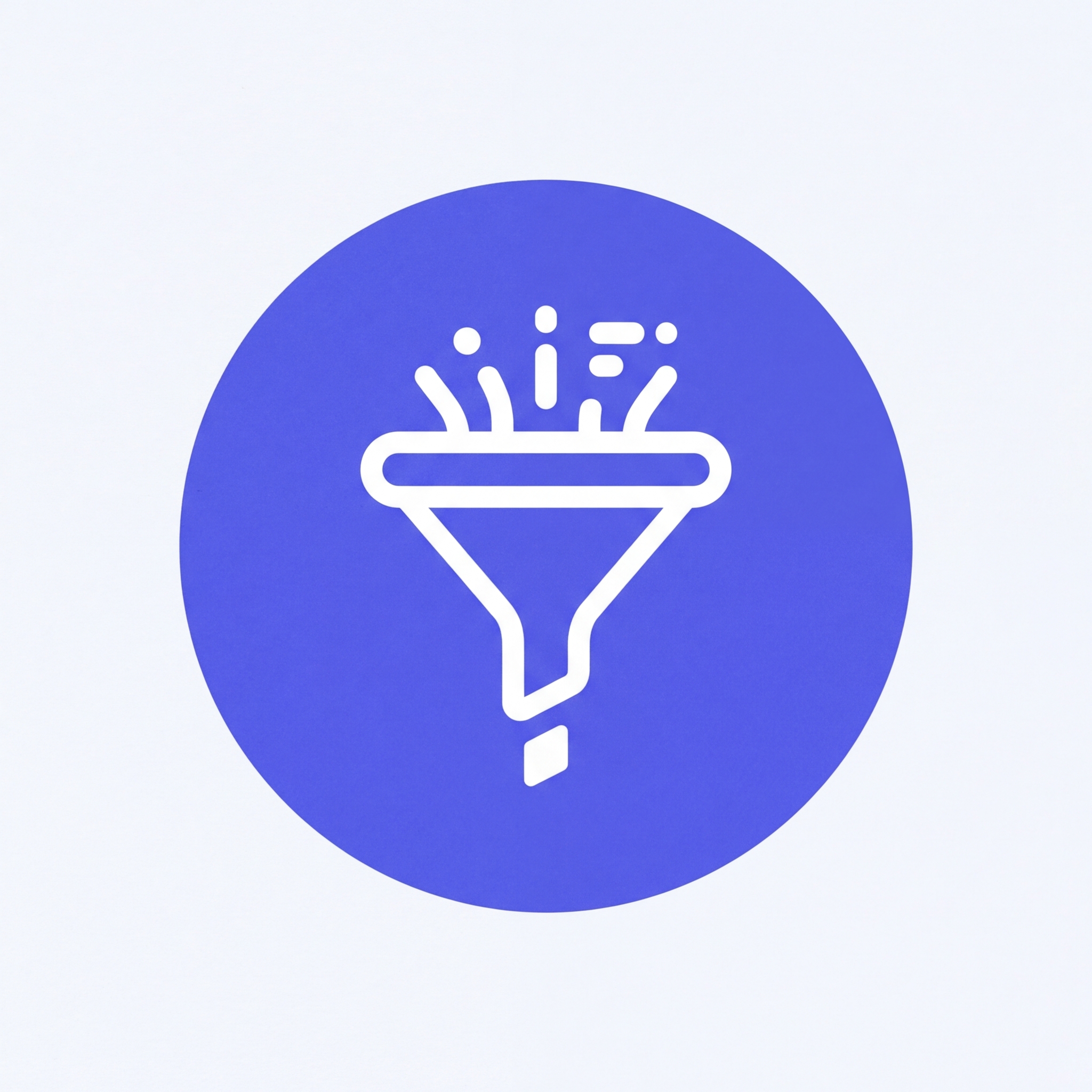 sorting filter funnel with data