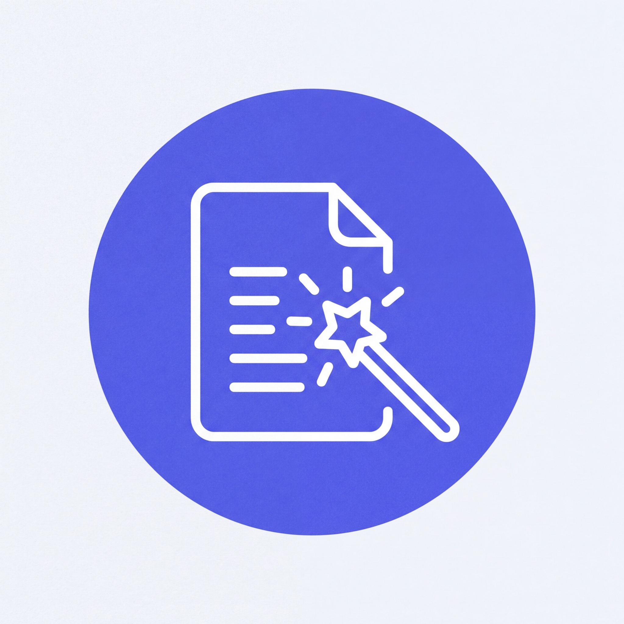 text document with magic wand